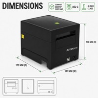 Imprimante thermique de bureau 3 pouces 80 mm, étiqueteuse bicolore 203 dpi USB pour étiquettes de bureau et de poste de travail
