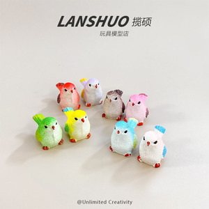 Lanshuo Miniature 3D Birds Plastic Resin DIY <b>Ornaments</b> For Desktop Car Decor Keychains - Product Image 2
