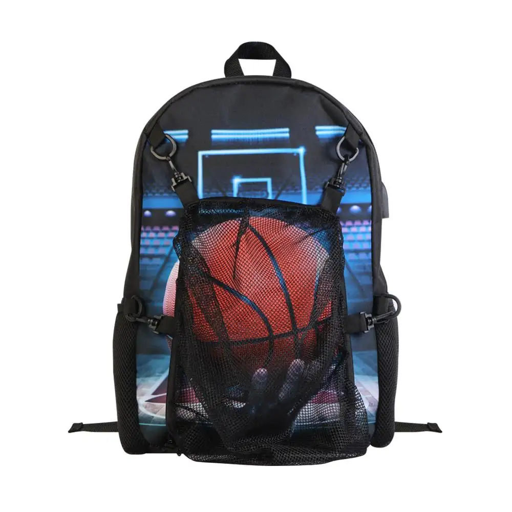 Tas Ransel Bola Sepak Tersublimasi Kustom, dengan Bagian Jaring Bola Basket