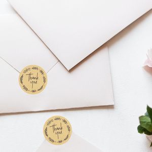 Pegatinas de Papel Kraft de Agradecimiento, Circulares, Autoadhesivas, con Estampado Dorado, Recuerdos de Boda, Regalos para la Fiesta Nupcial - Product Image 4