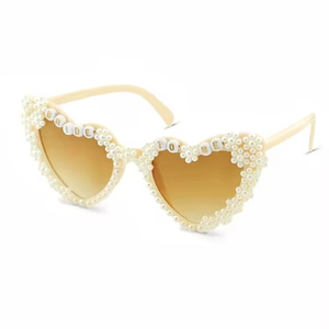 Hstyle Elegant Bride to Be Pearl Sunglasses Snowflake Pearl Heart Shaped <strong>Glasses</strong> for Bridal Shower <strong>Engagement</strong> Bride Party Favors - Product Image 4