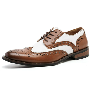 Chaussures habillées en cuir véritable pour hommes, style britannique, grandes tailles, colorées, brogues sculptées, pour mariage et occasions formelles - Product Image 6