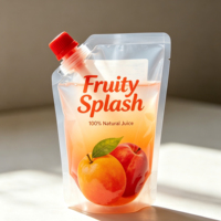 Pochette à bec verseur transparente personnalisée de qualité supérieure, anti-fuite, pour jus et boissons, avec bouchon à vis sécurisé pour boissons aux fruits