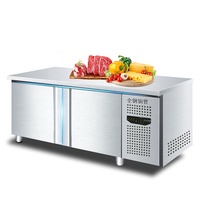 Table de travail de cuisine de restaurant, table réfrigérée, réfrigérateur de comptoir, congélateur commercial en acier inoxydable sous le comptoir pour la cuisine de restaurant