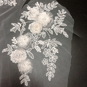 Sequined 3D hoa Cô Dâu Váy DIY thêu ren đính handcut vải lt2582a - Product Image 6