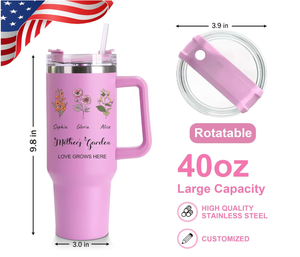 Vaso de 40 oz con Asa y Pajita, Vasos Personalizados con Nombres, Los Mejores Regalos para Mamá <span class=keywords><strong>en</strong></span> el Día de la Madre o Cumpleaños - Product Image 3