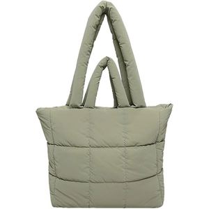Wholesale Custom Large Capacity Puffer <b>Shoulder</b> <b>Bag</b> <b>White</b> Nylon Leather Reusable Zipper Women's Fashionable Quilted Tote - Product Image 3