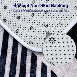 אספקת מפעל סיטונאי שטיח אמבטיה מיקרופייבר מונע החלקה גיאומטרי רך קטיפה מרופדת מחצלות אמבטיה ל-3 חתיכות מחצלת אסלה - Product Image 4