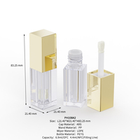 Choebe personnalisé nouveau 4.4ml luxe carré Transparent vide brillant à lèvres Tube conteneur emballage bouteille de brillant à lèvres avec couvercle en or