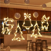 2025 noël lumière LED flocon de neige père noël suspendu ventouse lampe fenêtre ornements décoration pour la maison noël Navidad nouvel an décor