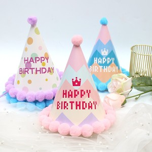 Vendita calda simpatico cartone animato torta decorazione festa di <span class=keywords><strong>compleanno</strong></span> dea rosa pelliccia palla cappello per coppie e bambini - Product Image 3