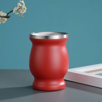 Nouvelle tasse en acier inoxydable à double paroi de 230 ml en forme de gourde avec paille et brosse, vente chaude pour le commerce extérieur