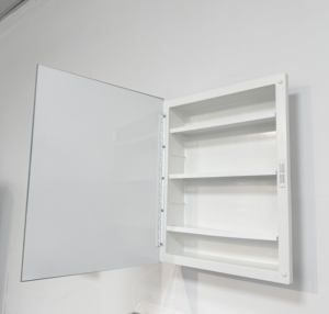 Gabinete de espejo de Medicina de plástico para baño 16X20 pulgadas o 17X27 pulgadas superficie y montaje empotrado <span class=keywords><strong>Piano</strong></span> bisagra PVC borde biselado - Product Image 2