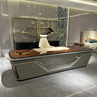 Ensemble de mobilier de bureau de luxe pour villa, bureau de direction en L avec rangement pour PDG, solutions de mobilier commercial tout-en-un