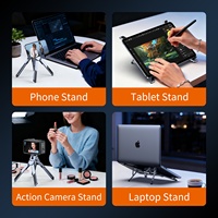 Support pliable pour tablette et téléphone en alliage d'aluminium réglable sur 6 niveaux - Support de bureau portable multifonction pour le bureau et les voyages