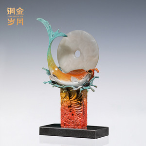 Ornement en cuivre en forme de poisson et de lune, forme irrégulière, Feng Shui, décoration de salon, cadeau de déménagement - Product Image 2