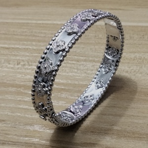 Bracciale <span class=keywords><strong>Portafortuna</strong></span> Cinque Fiori in Pietra di Pavone Oro Rosa 18k con Diamanti Set Rosso Grigio Beimu Gioielleria Vendita all'Ingrosso - Product Image 3