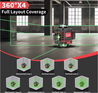 Niveau laser croisé vertical à 360 degrés, faisceau vert, horizontal et vertical, batterie rechargeable, outils de niveau laser vert