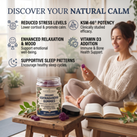 Gummies d'Ashwagandha à Marque Blanche KSM-66 pour Adultes : Soulagement du Stress, Relaxation et Soutien au Sommeil – Végétaliennes et Sans Gluten
