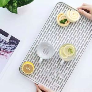 Nouveau grand plateau blanc, égouttoir à vaisselle pour petite évier de cuisine, support de séchage de tasses pour comptoir et table basse, plateaux de rangement - Product Image 4
