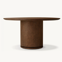 Table ronde en chêne de luxe moderne en bois massif pour banquet Mobilier de restaurant fait main Villa Hôtel Vente directe d'usine