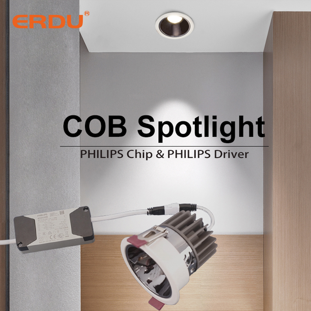 Регулируемый глубокий антибликовый светодиодный светильник ERDU, умный потолочный Встраиваемый светодиодный светильник