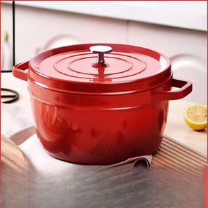 Cuisinière à induction rouge de 10/20/22/24/26/<span class=keywords><strong>28</strong></span>/32/40 <span class=keywords><strong>cm</strong></span> avec logo personnalisé en gros poê<span class=keywords><strong>le</strong></span> antiadhésive casserole à soupe émaillée en <span class=keywords><strong>fonte</strong></span> avec couvercle - Product Image 2