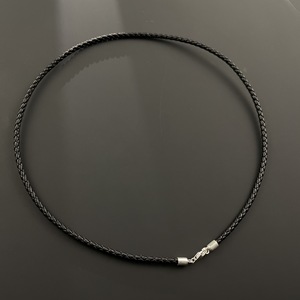 Collana in Argento S925 con Corda in Pelle per Uomo e Donna, Catena Personalizzata per Clavicola con Corda in Pelle Nera - Product Image 3