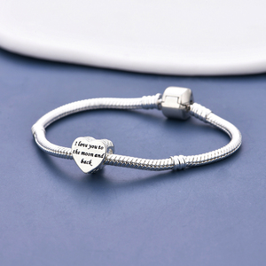 Abalorios de Plata con Forma de Corazón y Gestos de Mano (Niño/Niña) - "Eres Siempre en <span class=keywords><strong>Mi</strong></span> Corazón" - Compatibles con Pulseras <span class=keywords><strong>Originales</strong></span> - Joyería de San Valentín Berluque - Product Image 5