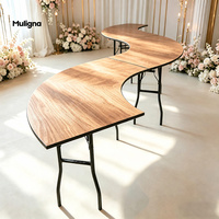 Table de banquet demi-lune en bois pliable en forme de S, style européen, pour événements et fêtes - Vente en gros MULIGNA