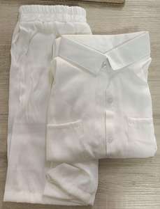 4XL Summer Casual Shirt Zweiteiliges Set für Damen Shorts 2-teiliges Set Outfit Einfarbige Langarm-Kurzarm-Sets Outfits Home - Product Image 6