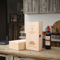 Boîte à vin en bois robuste à double canon Compartiments sécurisés pour 2 bouteilles Emballage de caisse gravé