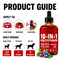 Gouttes liquides multivitaminées 10-en-1 pour chiens et chats de toutes tailles – Soutien bien-être aux baies de sureau, canneberge et myrtille – 2 oz, 1200 gouttes