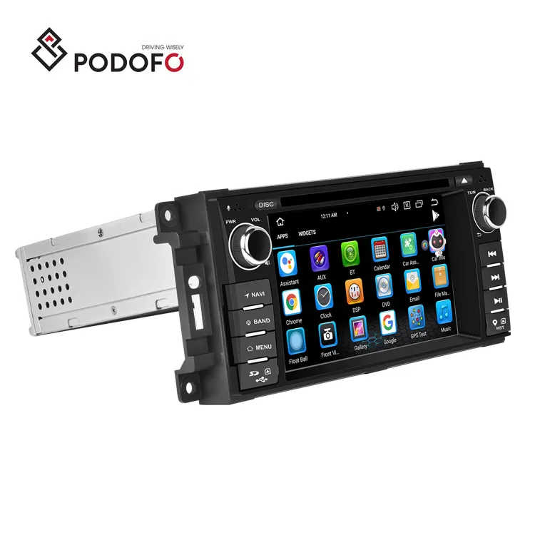 Podofo 6.2inch 2+64G 8-core 1 Din Android 13 Car Radio IPS GPS BT WIFI 4G FM RDS DSP DVD Carplay Android Auto For Jeep Wrangler