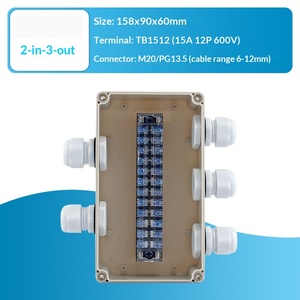 158x90x60mm Waterproof Junction Box Two-in-three-out 15A Terminal <b>Block</b> PG13.5 Cable Gland Enclosure Terminal box - Product Image 2