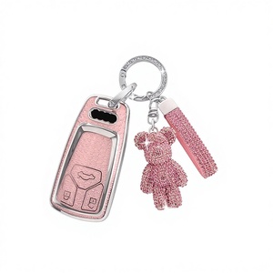 Porte-<span class=keywords><strong>clés</strong></span> et coque de protection en TPU à motif diamant de luxe <span class=keywords><strong>pour</strong></span> clé de voiture Audi A4/A4L/Q5/Q5L/A3/Q7/TT/TTS/8S/B9 2023-2024 - Product Image 1