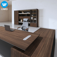 Bureau de direction en bois en forme de L LIWEI avec tiroirs de rangement, personnalisable pour usage commercial