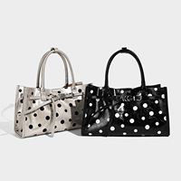 Sac fourre-tout à pois en PU tendance pour femme - Style chic européen-américain avec fermeture magnétique et design de luxe léger