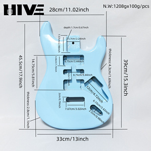 Cuerpo <span class=keywords><strong>de</strong></span> Guitarra Eléctrica HIVE Custom HSH en Blanco, sin Acabado, Color Azul Cielo, para Accesorios <span class=keywords><strong>de</strong></span> Guitarra Eléctrica - Product Image 2