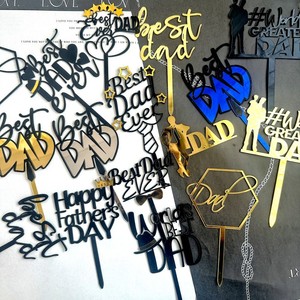 Ins Wind Fête des Pères Plaque Acrylique PAPA Fête des Pères Gâteau Plug-in Cake Topper Décoration - Product Image 3