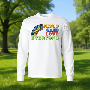 Maglietta a maniche lunghe con stampa Jesus Said Love Everyone Rainbow - Product Image 3
