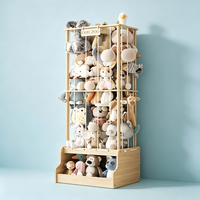 Organisateur de rangement pour animaux en peluche, zoo en bois massif pour animaux en peluche avec coffre à jouets, grand support pour jouets en peluche, support pour animaux en peluche