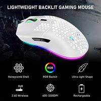 Souris de jeu sans fil légère Xunfox XYH80, rechargeable, éclairage RVB, ergonomique, optique, en nid d'abeille, pour ordinateur