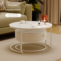 Leicht Luxuriöser Moderner Ineinander Stellbarer Glas-Couchtisch Ausziehbare Beistelltische Dekoratives Design Tragbar für Kleine Wohnungen Wohnzimmer