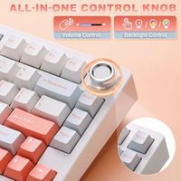 Teclado Mecánico OEM ODM N75 V2, Teclado Inalámbrico para Juegos de 2.4GHz y Bluetooth, Diseño de 75 Teclas con Perilla, Teclado Bluetooth Trimodal, Color Crema