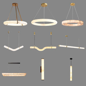 Candelabro colgante de mármol natural para comedor, lámparas colgantes de alabastro lineal - Product Image 4