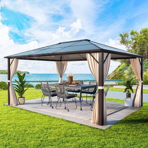Haute qualité 3.5x3.5m Patio Pergola Gazebo tente assemblage facile moderne jardin extérieur étanche <span class=keywords><strong>moustiquaire</strong></span> aluminium - Product Image 1