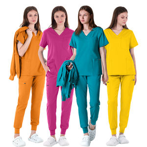 Moda logotipo personalizado tejido de manga corta farmacia Top mujeres Dental médico TRABAJO ROPA enfermería Hospital uniformes conjuntos - Product Image 5