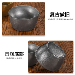 Tazones de arroz retro de acero inoxidable 304, color gris copo de nieve, redondos y cuadrados, de doble capa, aislantes del calor, para sopa y condimentos, para uso doméstico. - Product Image 5