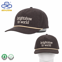 Casquettes de baseball personnalisées en toile de coton à 5 panneaux avec logo brodé en 3D et corde pour un usage décontracté unisexe